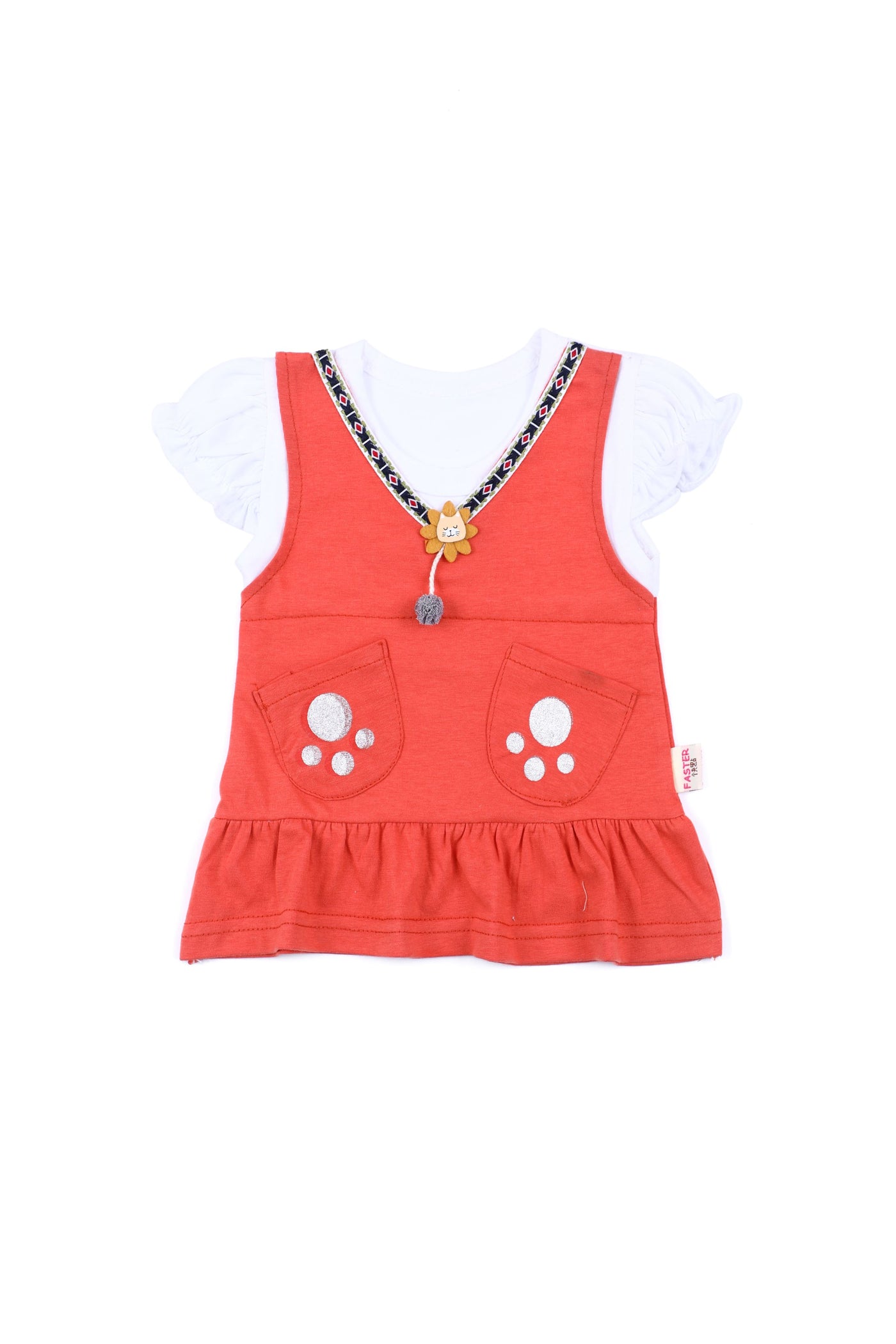 PAW COTTON FROCK SET RED