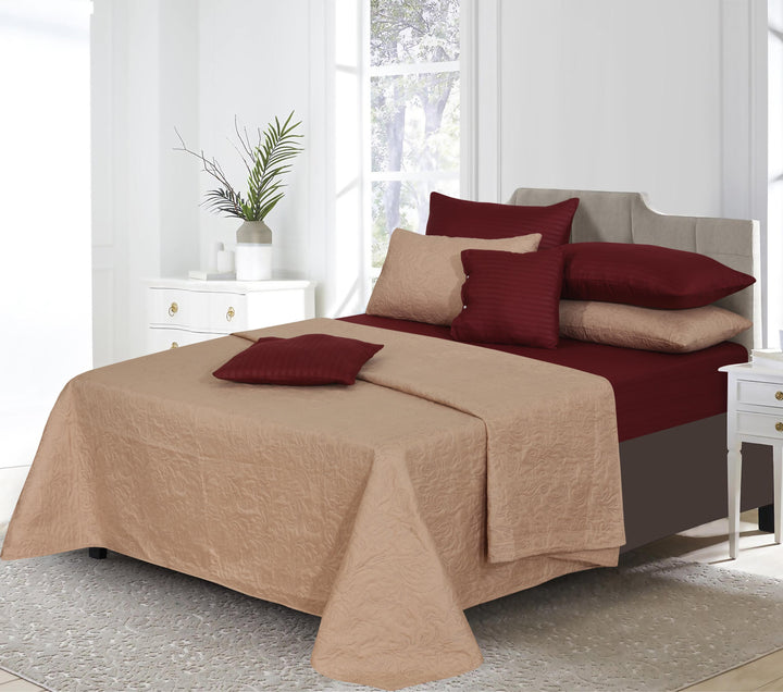 SKIN MAROON Comforter Set- 8 Pcs