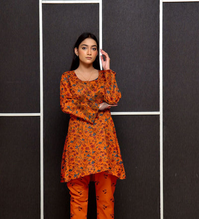 ORANGE MAGNOLIA 2 PCS UNSTITCHED SUIT