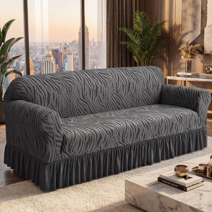 Zebra Velvet Grey Sofa Cover