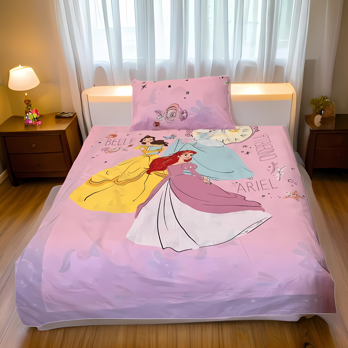 CINDRELLA PINK- Kids BEDSHEET SET