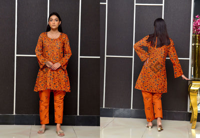 ORANGE MAGNOLIA 2 PCS UNSTITCHED SUIT