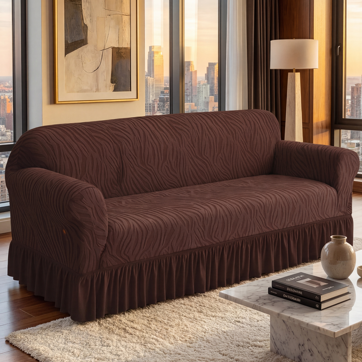 Zebra Velvet Dark Brown Sofa Cover