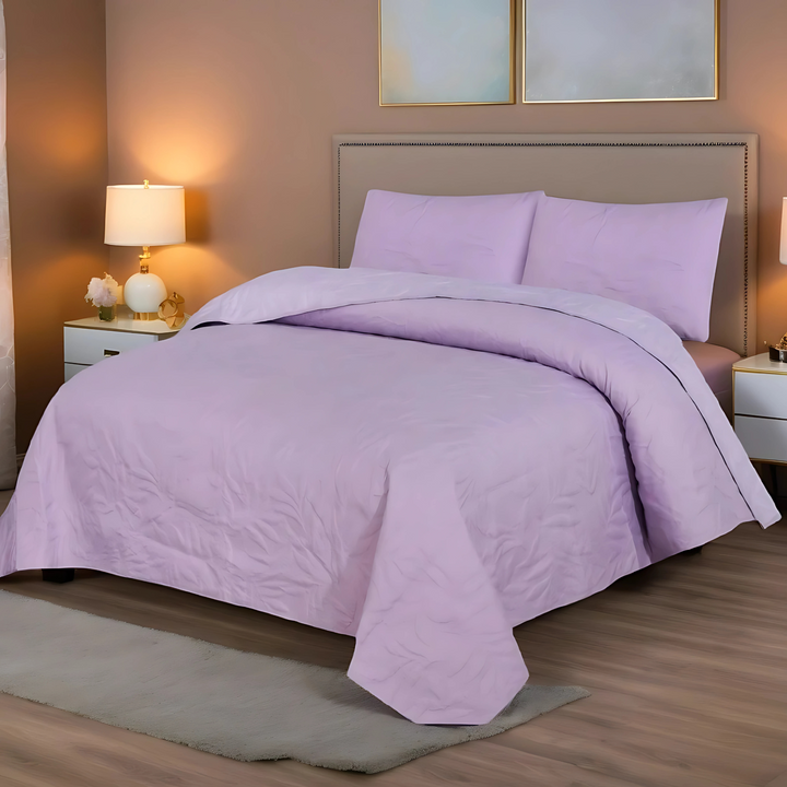 L.PURPLE BEDSPREAD SET - 3 PCS (PREMIUM)