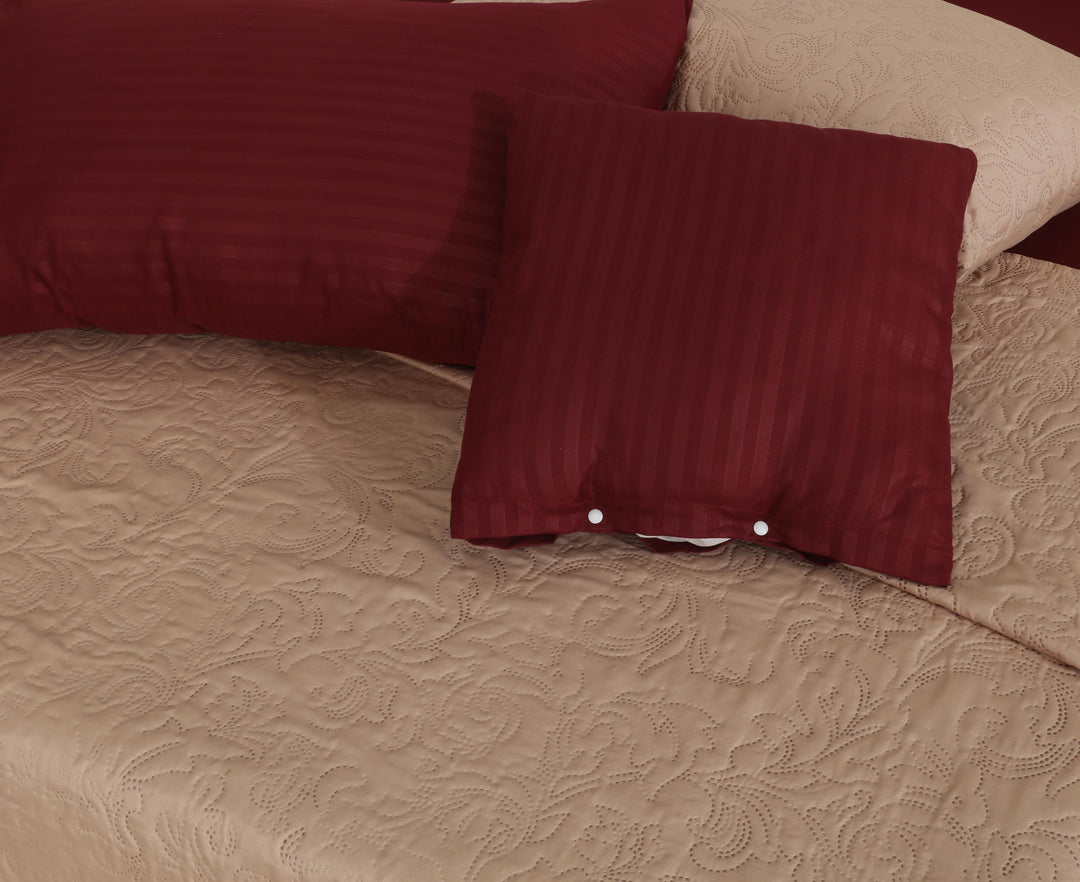 SKIN MAROON Comforter Set- 8 Pcs