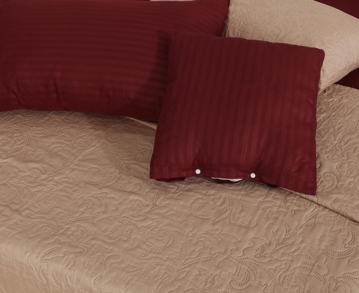 SKIN MAROON Comforter Set- 8 Pcs