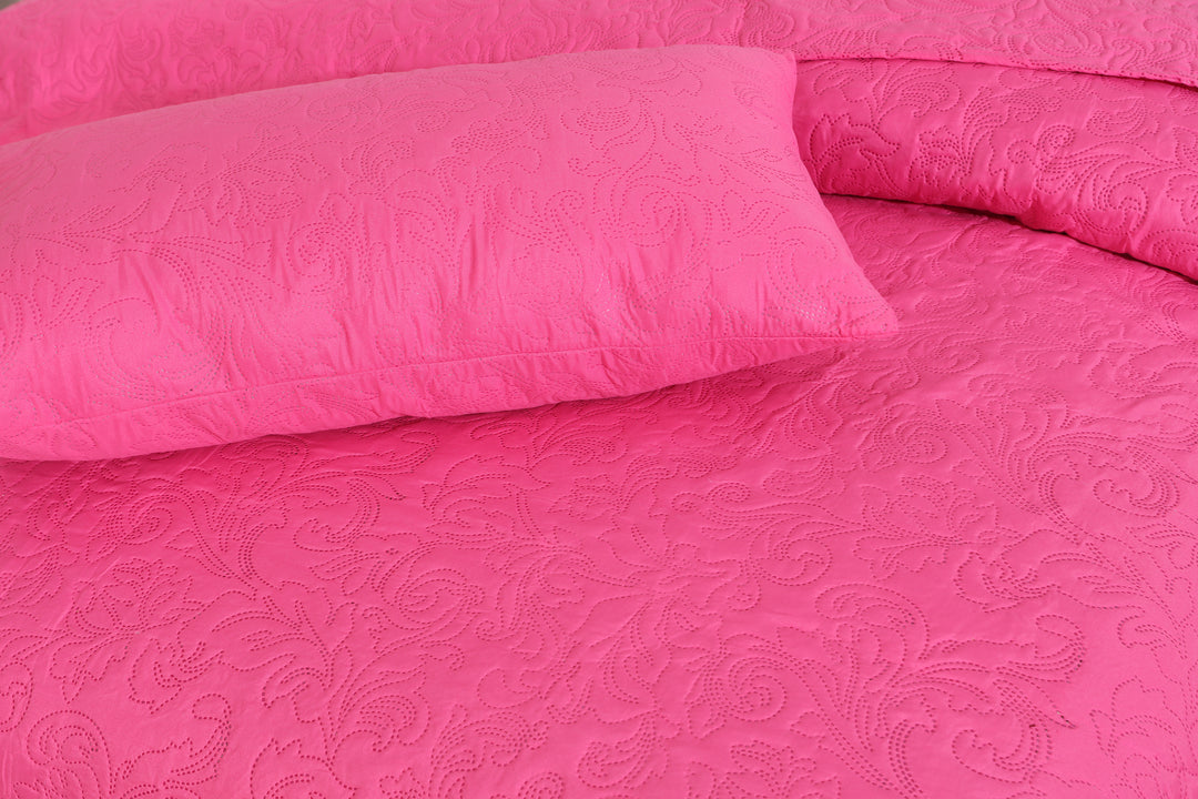 D.PINK BEDSPREAD SET - 3 PCS (PREMIUM)