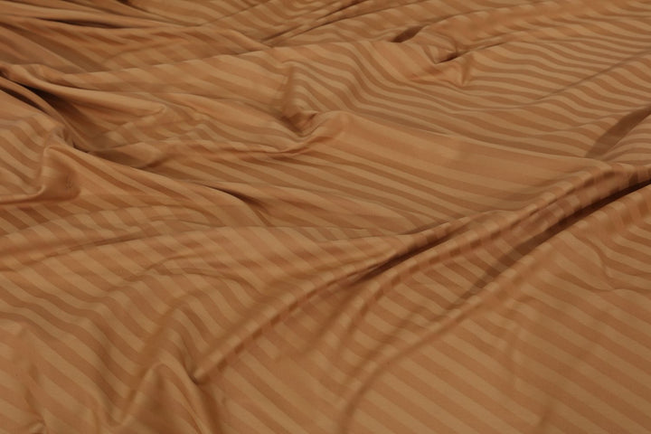DIAGONAL STRIPES L.BROWN BEDSHEET SET - 6 PCS (SATIN)