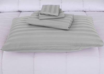 SMALL STRIPES GREY BEDSHEET SET - 6 PCS (SATIN)