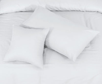 SMALL STRIPES WHITE BEDSHEET SET - 6 PCS (SATIN)