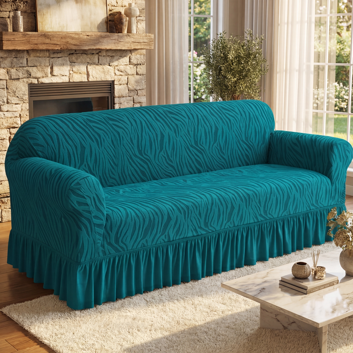 Zebra Velvet Zinc Sofa Cover