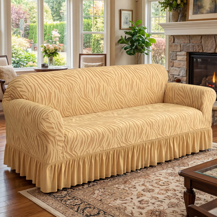 Zebra Velvet Skin Golden Sofa Cover