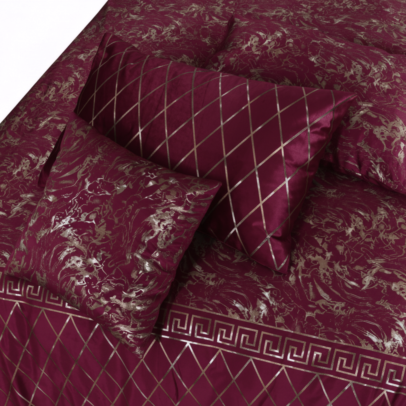 MAROON VELVET DUVET COVERS SET 8 PCS