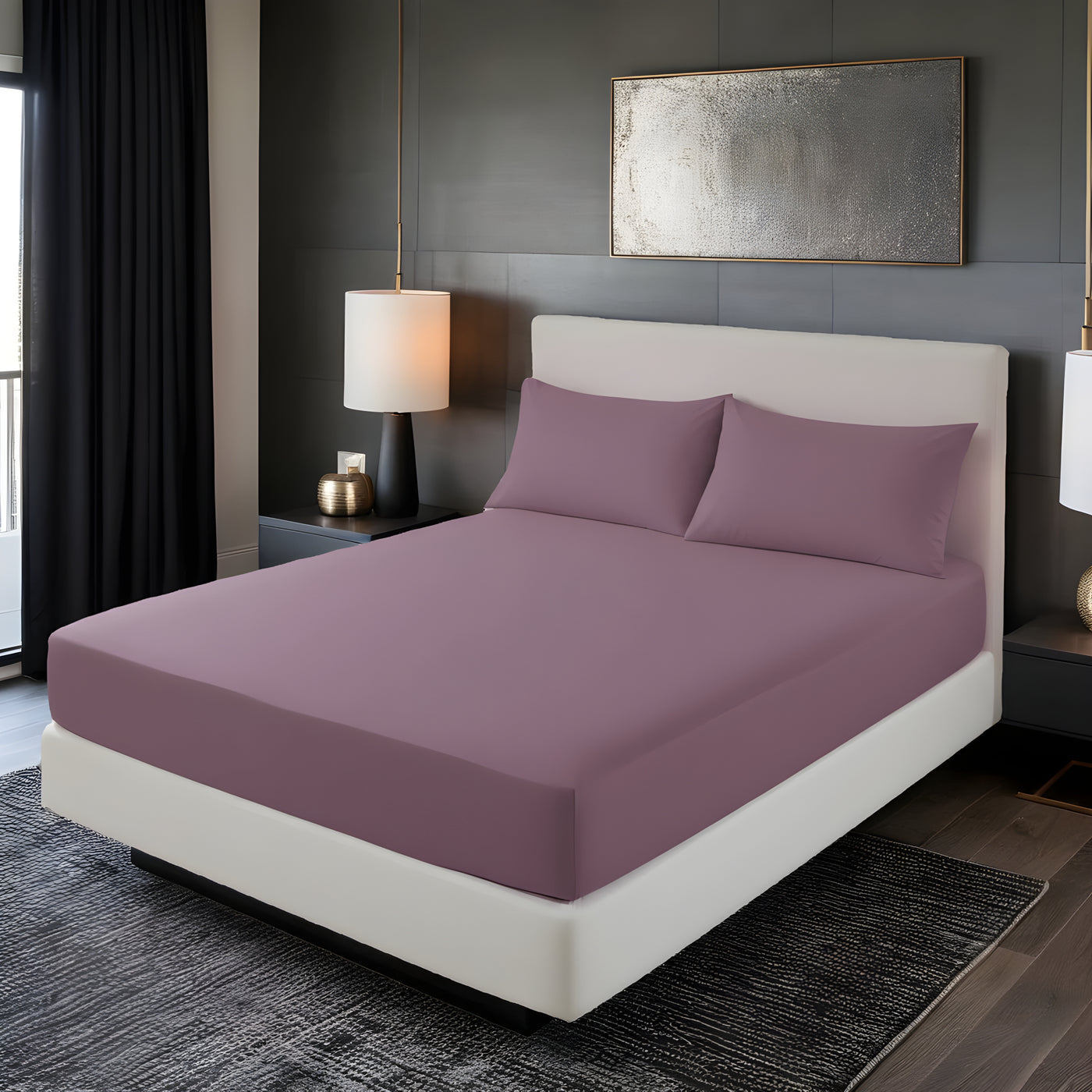 PLUM LUXURY FITTED SHEET- 3 PCS