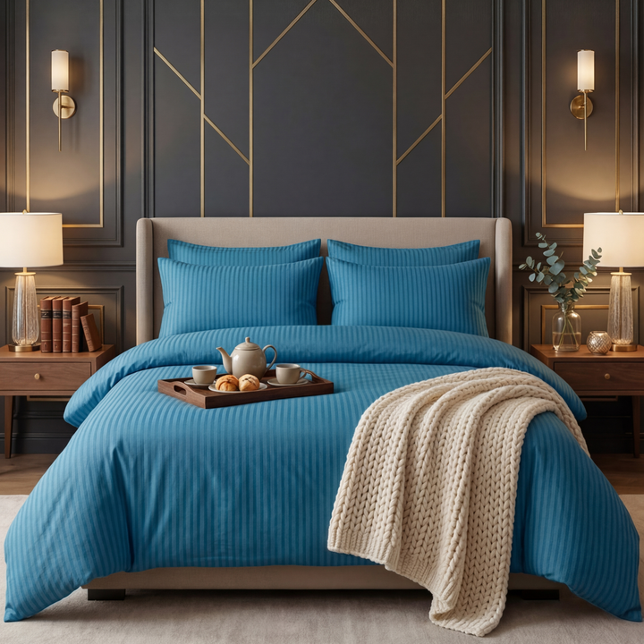 ZINC SATIN STRIPE BEDSHEET SET - 5 PCS