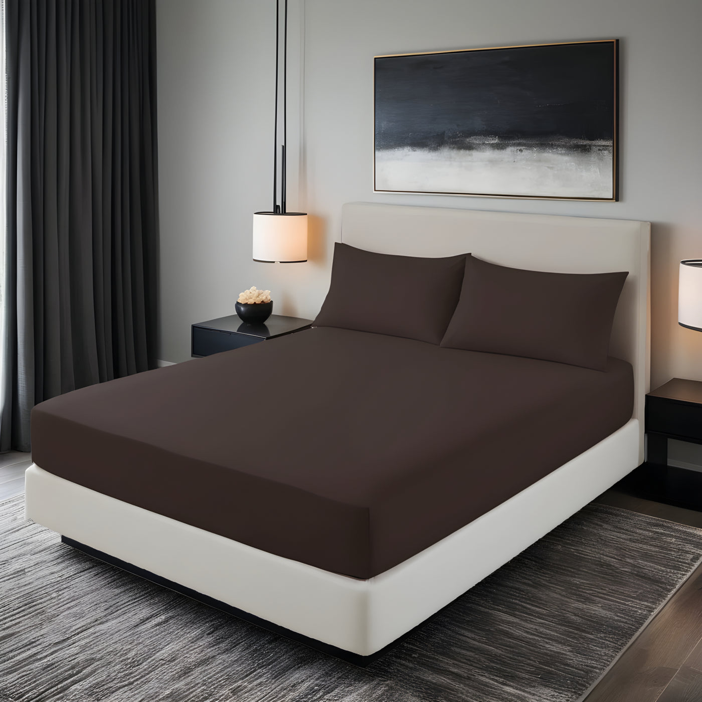 BROWN LUXURY FITTED SHEET- 3 PCS