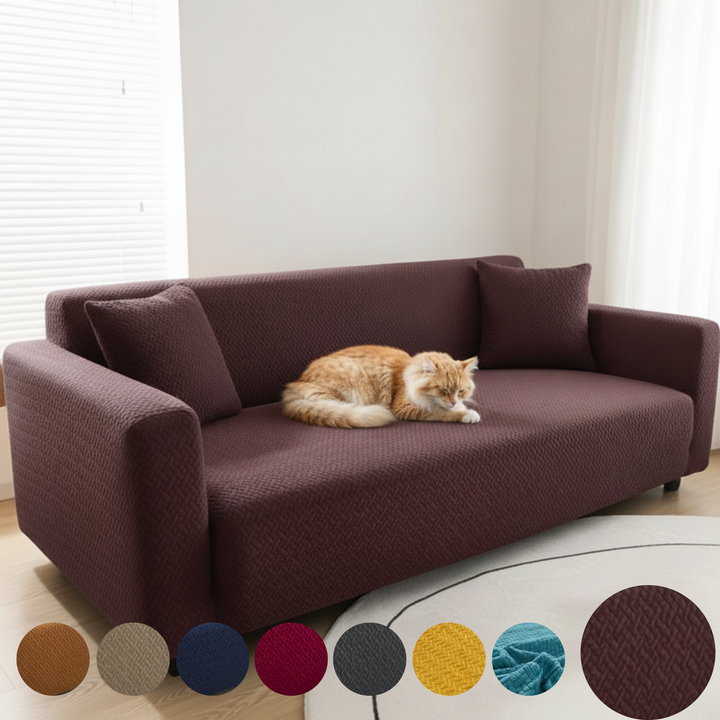 D.BROWN STRIPE JACQUARD SOFA COVER