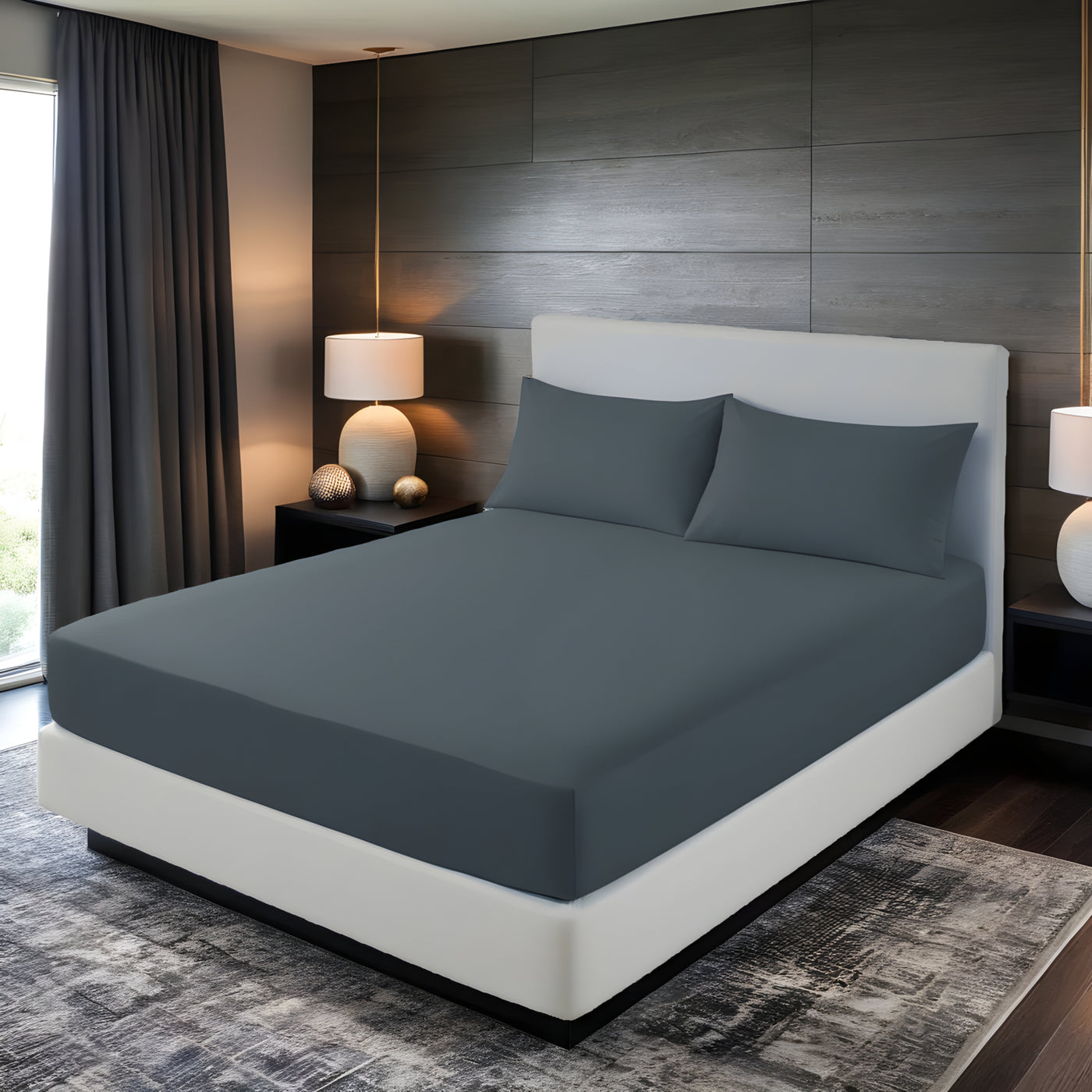 D.GREY LUXURY FITTED SHEET- 3 PCS