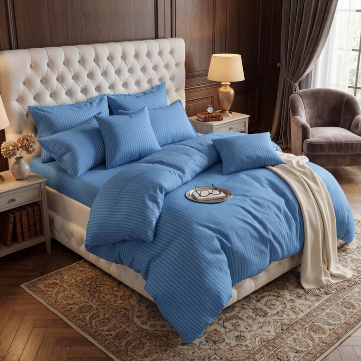 DUSTY BLUE  STRIPE  RAZAI SET - 8 PCS