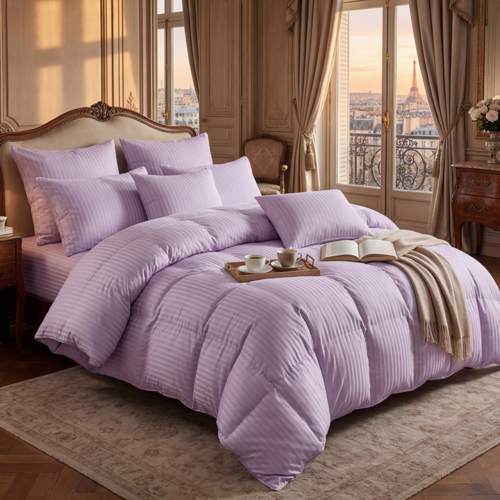 L.PURPLE STRIPE  RAZAI SET - 8 PCS