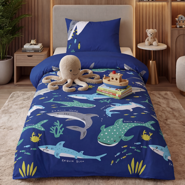 requin bleu-kids bedsheet set