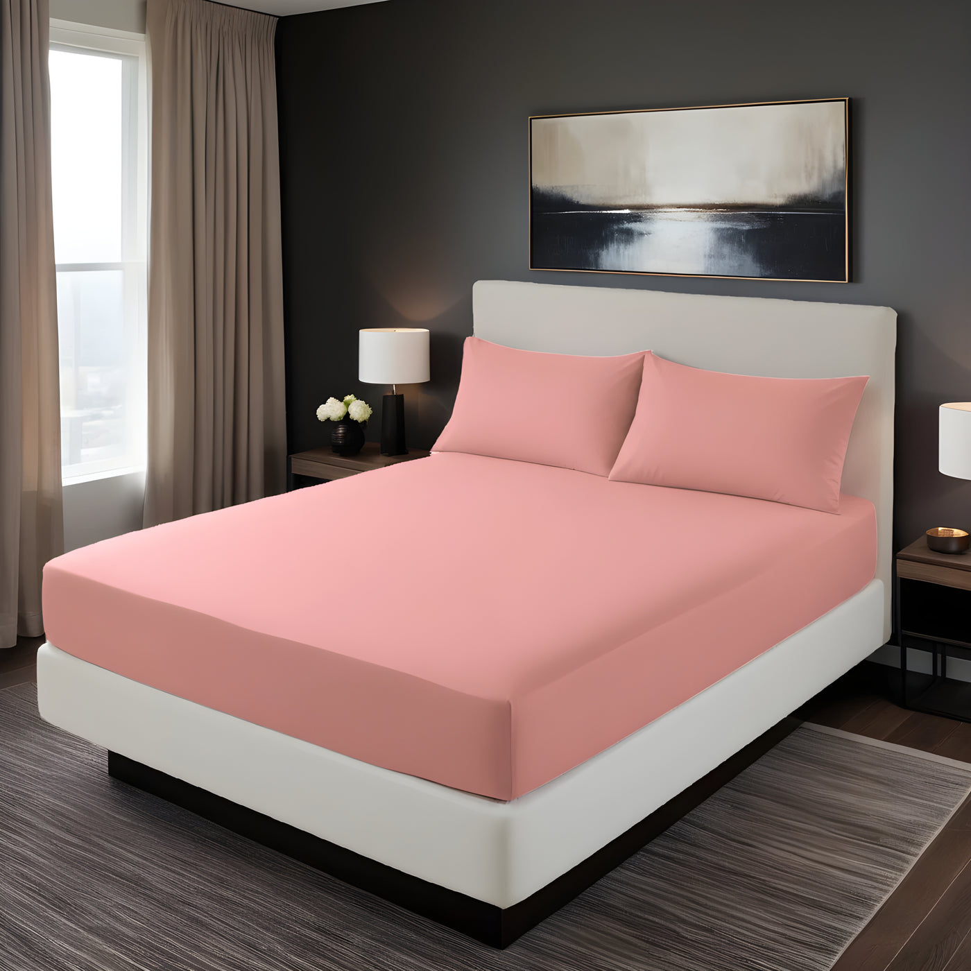 BABY PINK LUXURY FITTED SHEET- 3 PCS