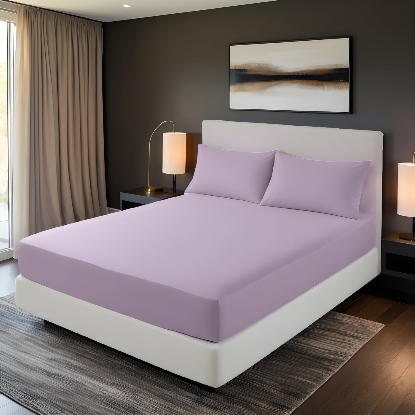 L.PINK LUXURY FITTED SHEET- 3 PCS