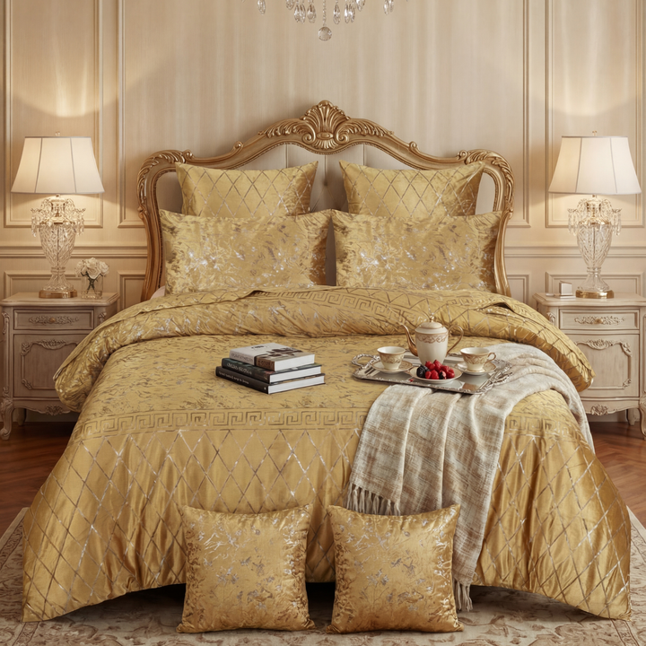 YELLOW VELVET DUVET COVERS SET 8 PCS