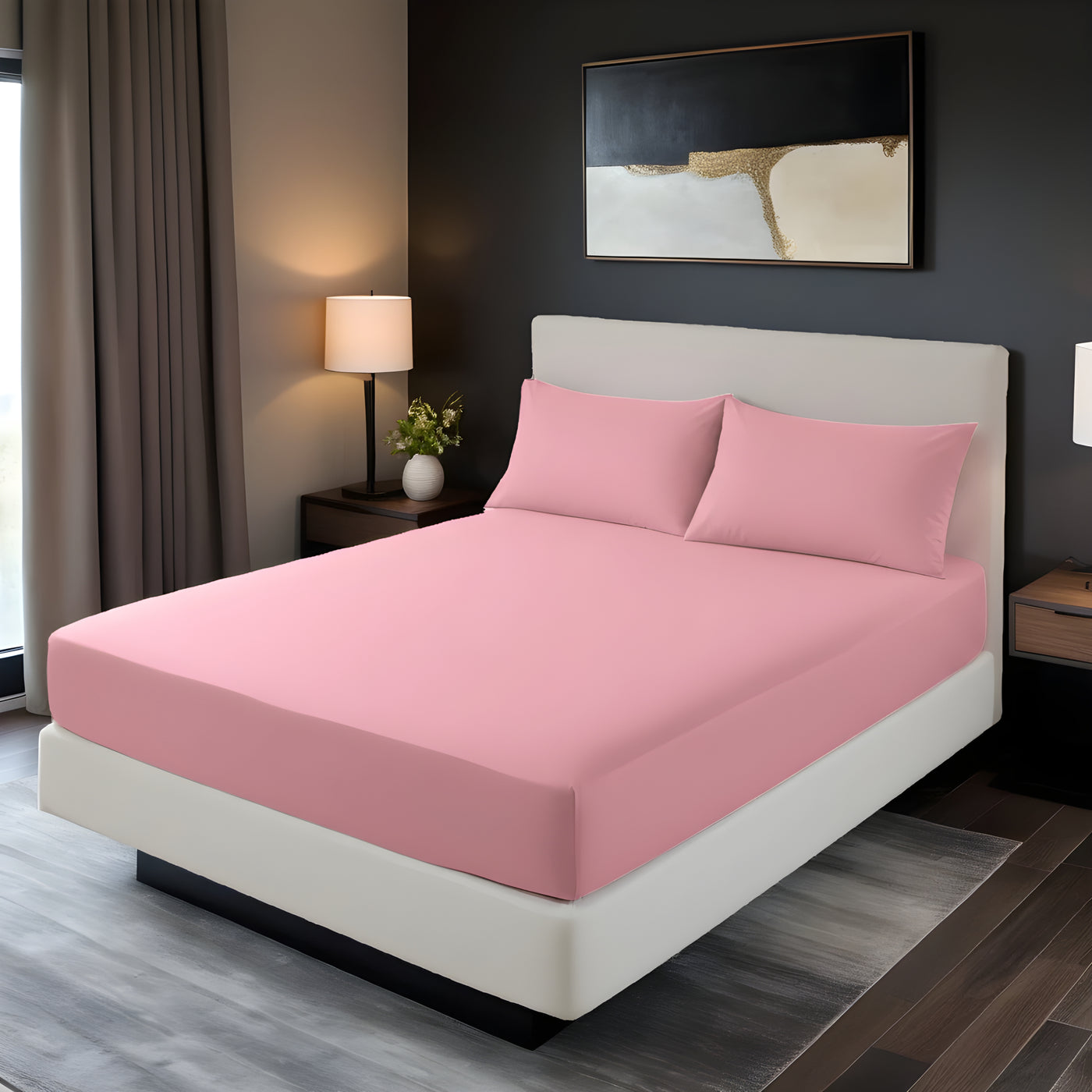 PINK LUXURY FITTED SHEET- 3 PCS