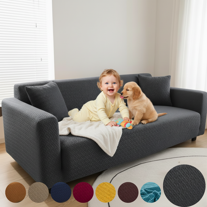 GREY STRIPE JACQUARD SOFA COVER