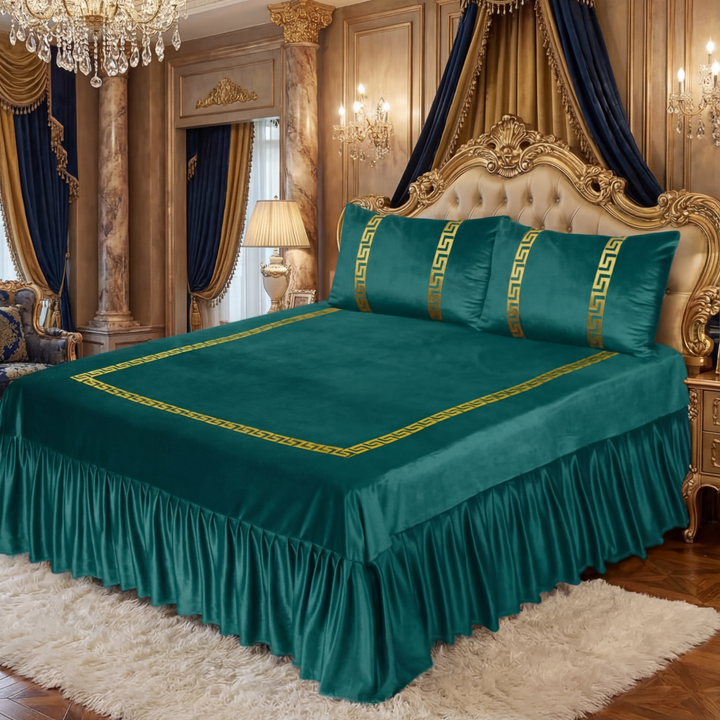 GREEN VELVET BEDSHEET SET - 3 PCS