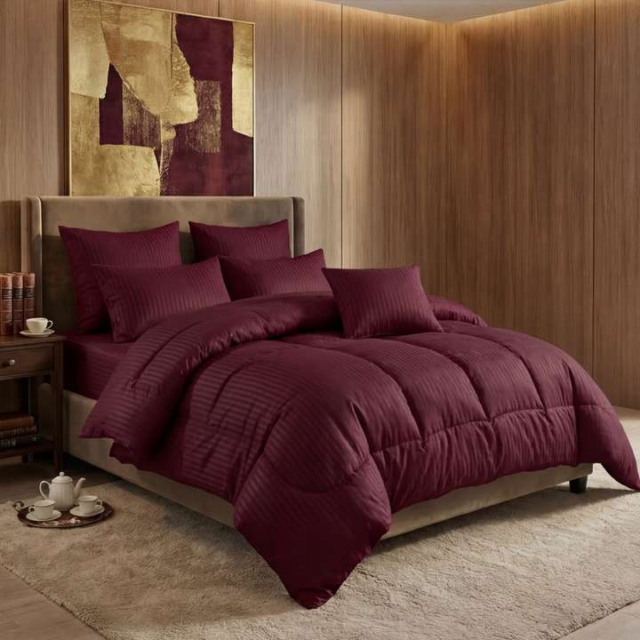 MAROON STRIPE  RAZAI SET - 8 PCS