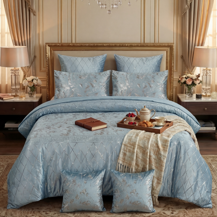 L.GREY VELVET DUVET COVERS SET 8 PCS