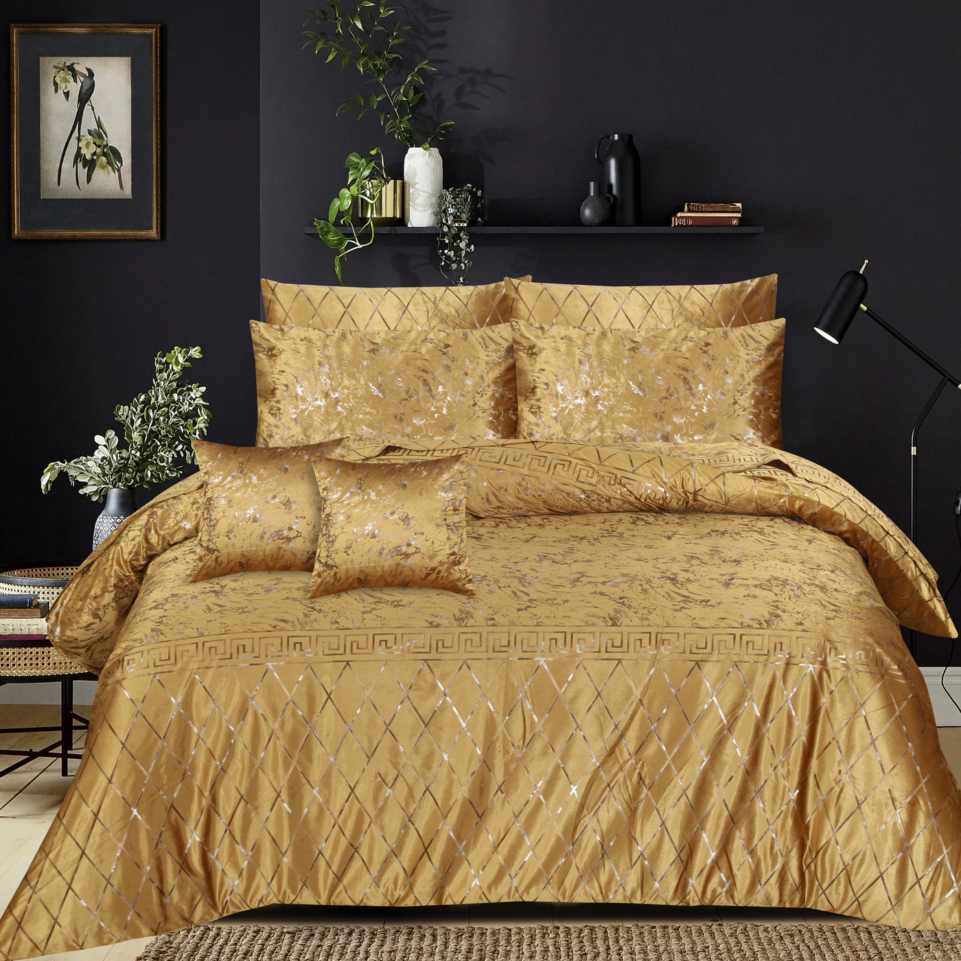 YELLOW VELVET DUVET COVERS SET 8 PCS