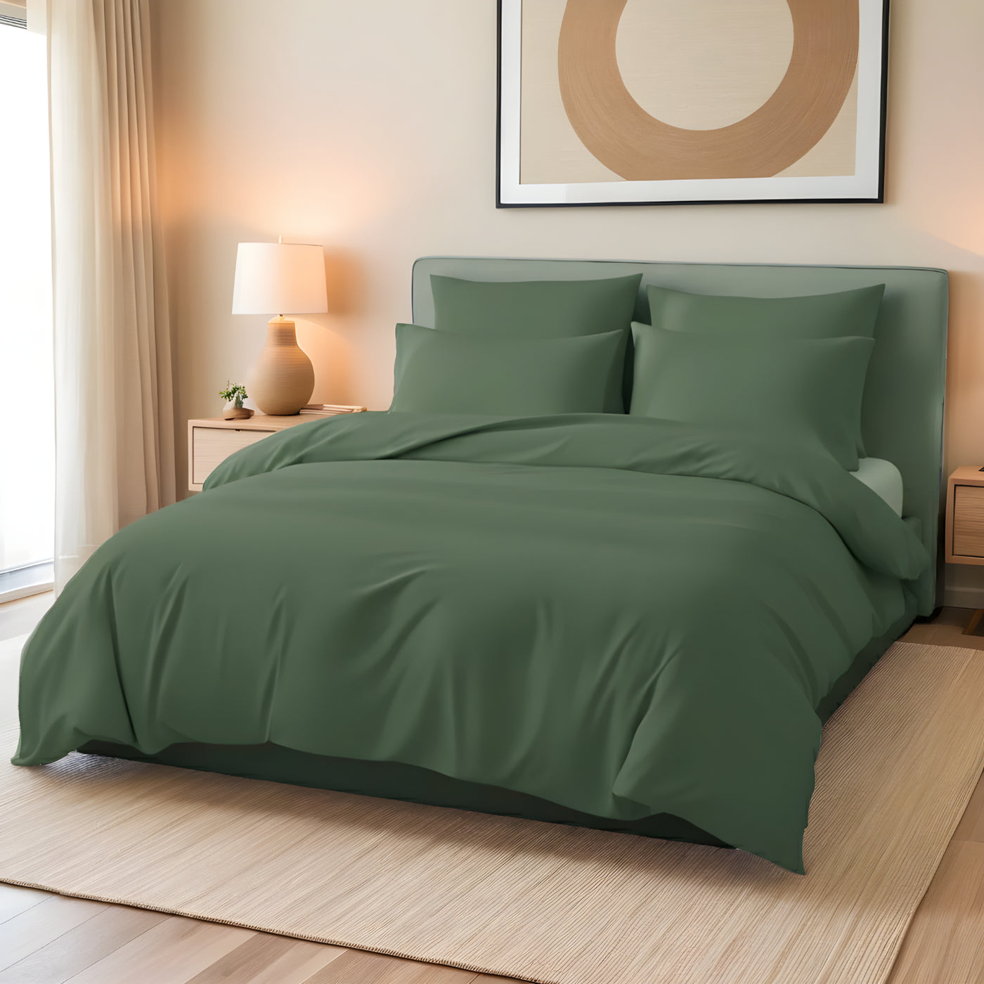 GREEN LUXURY DYED BEDSHEET SET- 5 PCS