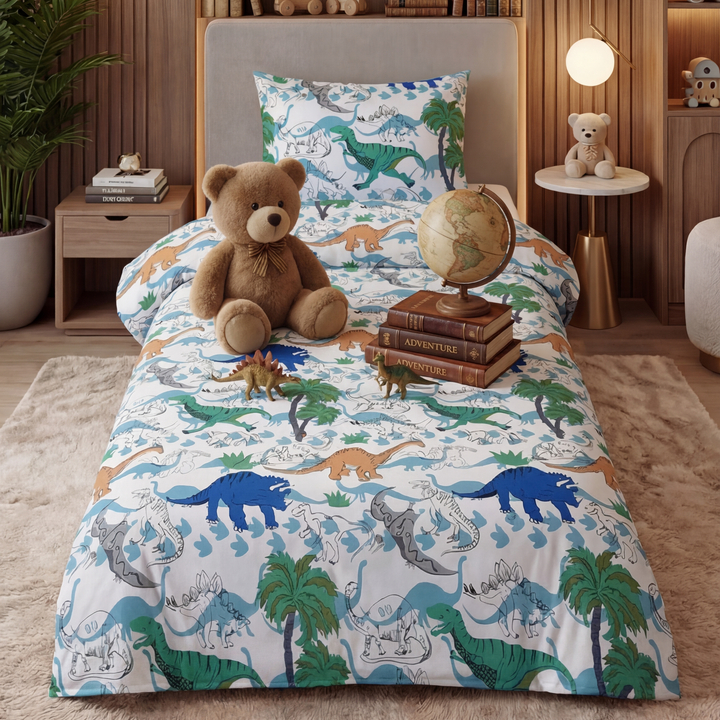 DINOSAUR WHITE - Kids BEDSHEET SET