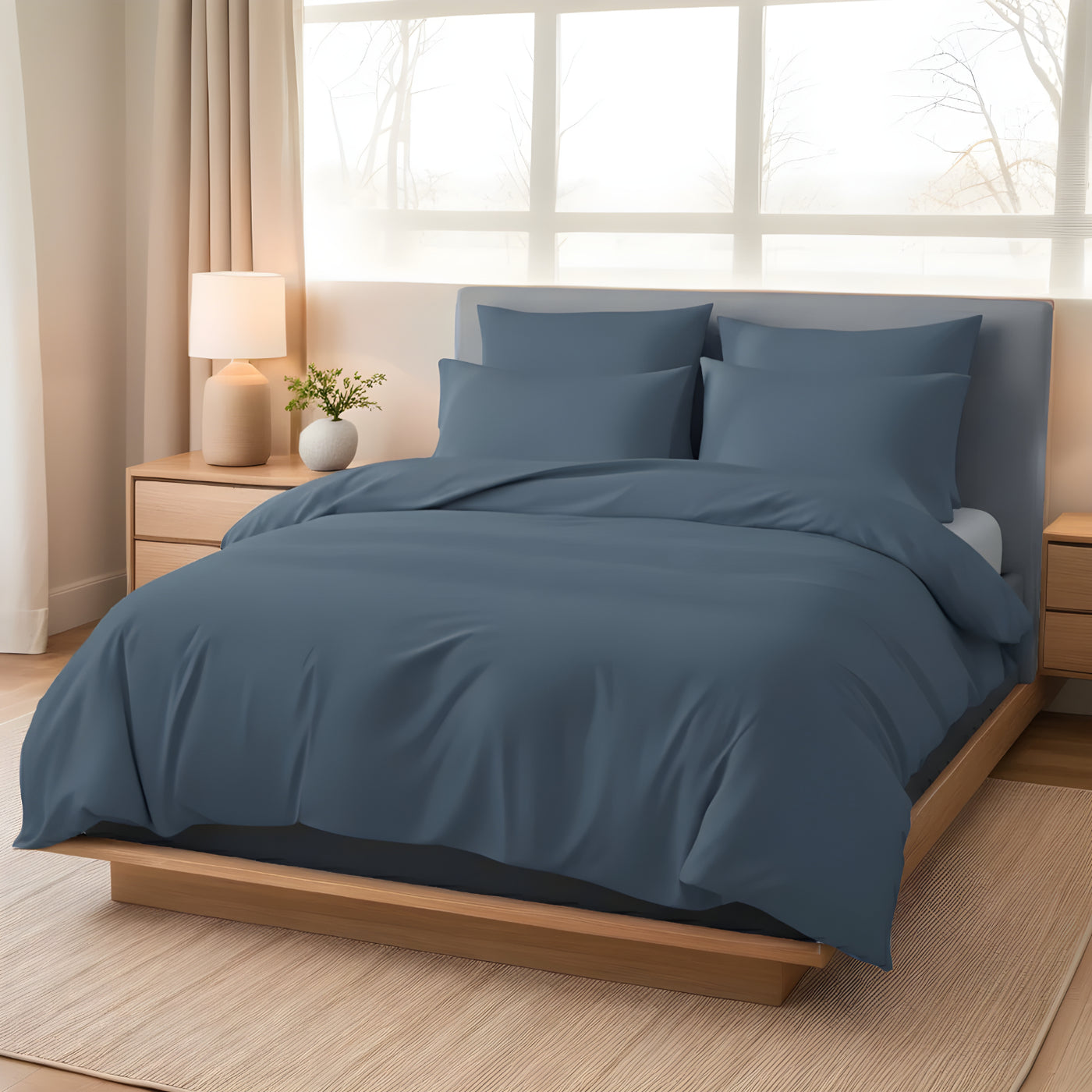 GREY LUXURY DYED BEDSHEET SET- 5 PCS