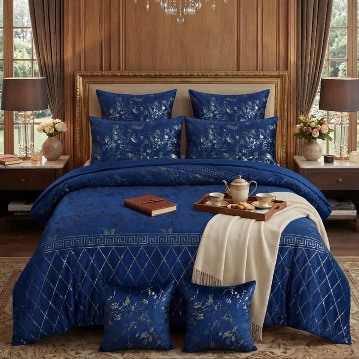 BLUE  VELVET DUVET COVERS SET 8 PCS