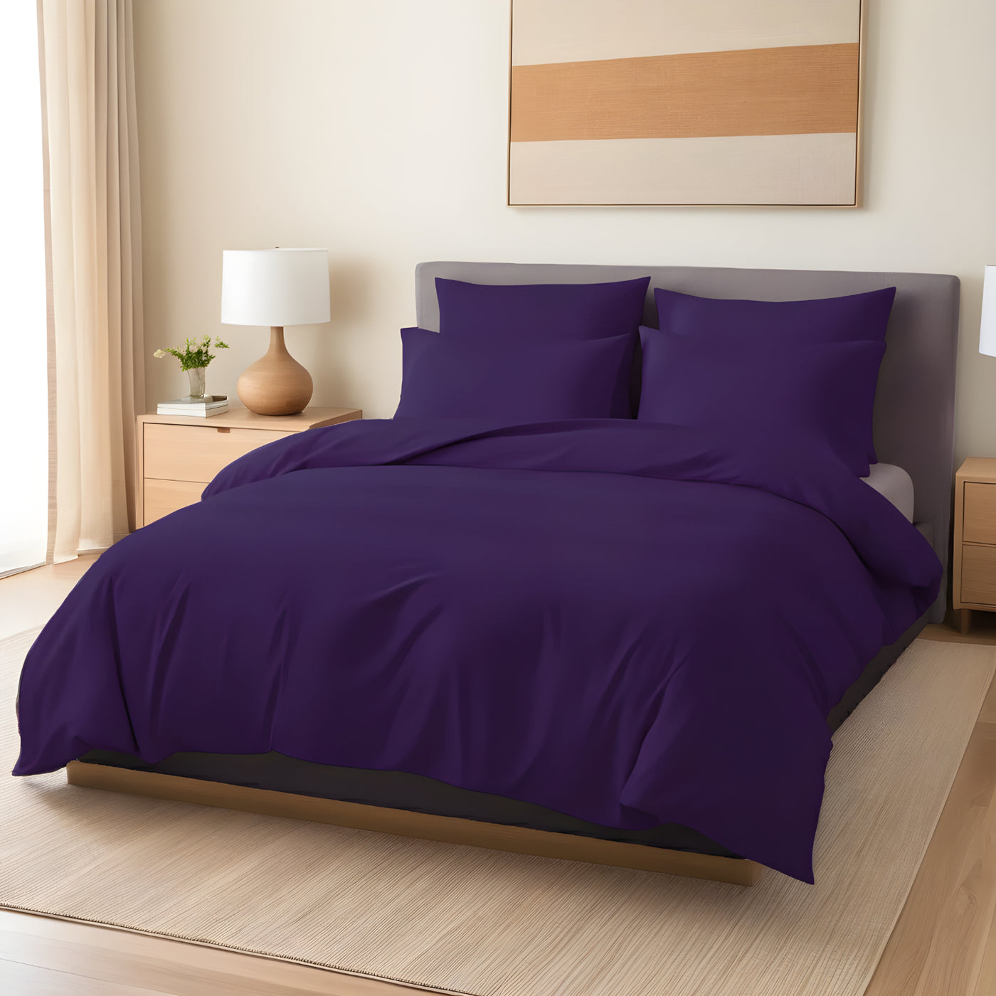 D.PURPLE LUXURY DYED BEDSHEET SET- 5 PCS