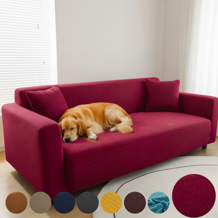 MAROON STRIPE JACQUARD SOFA COVER