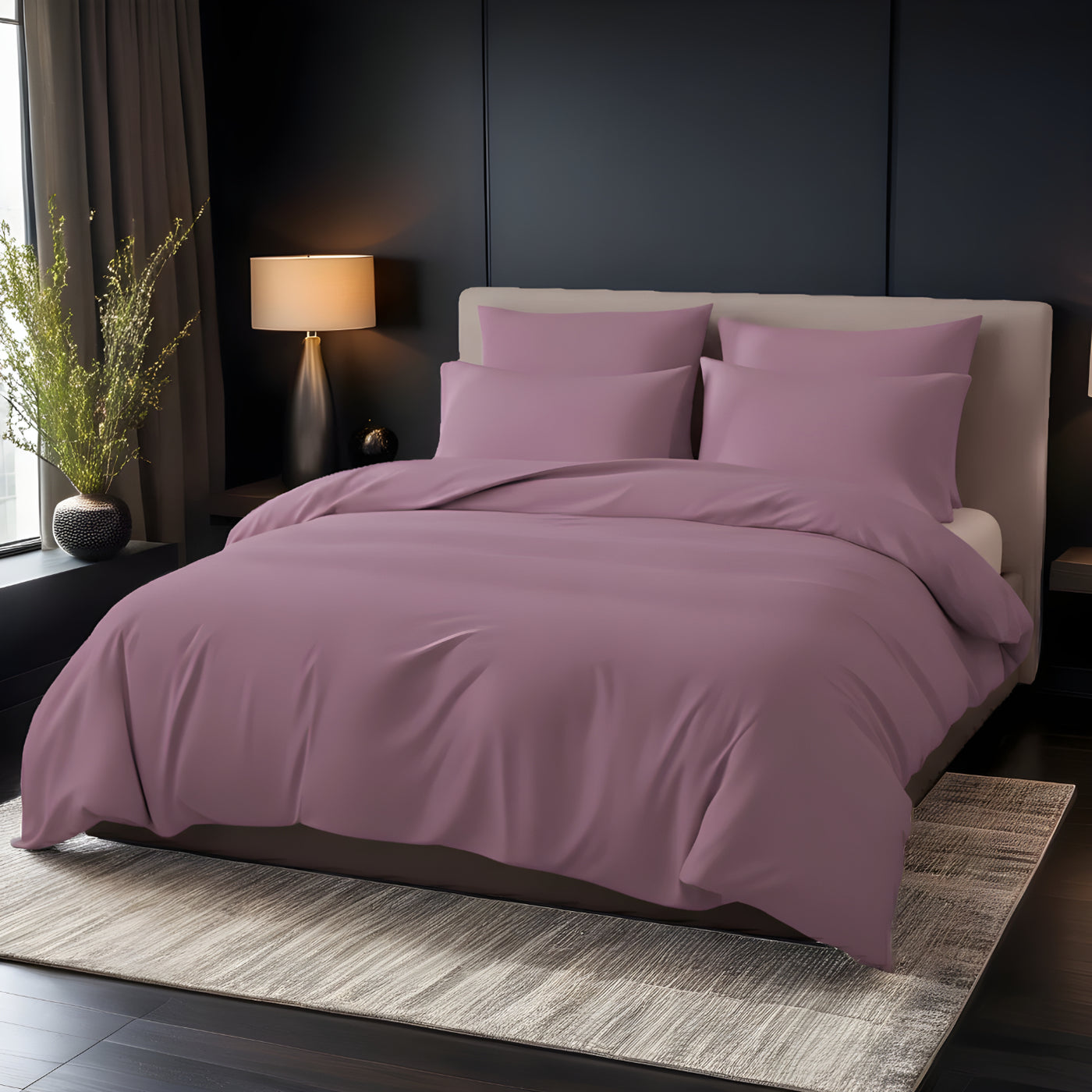 PLUM LUXURY DYED BEDSHEET SET- 5 PCS
