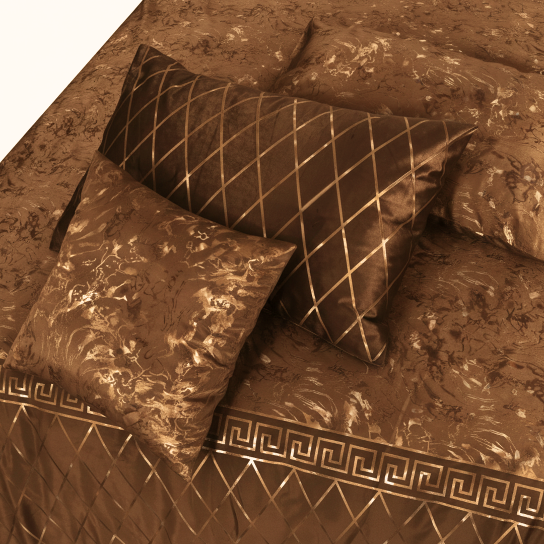 BROWN VELVET DUVET COVERS SET 8 PCS