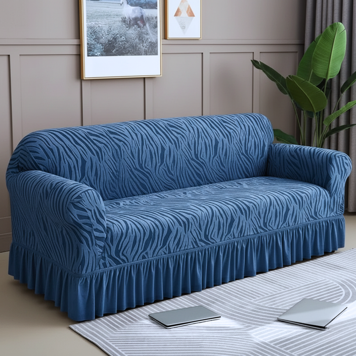 Zebra Velvet Navy Blue Sofa Cover
