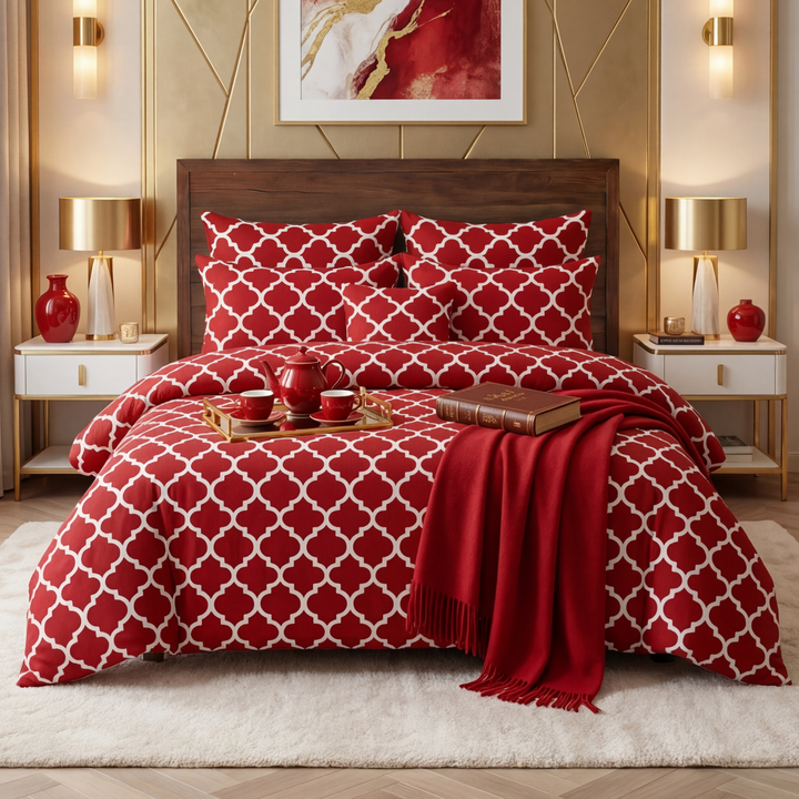 RED PENDORA Winter Comforter Set- 7 Pcs