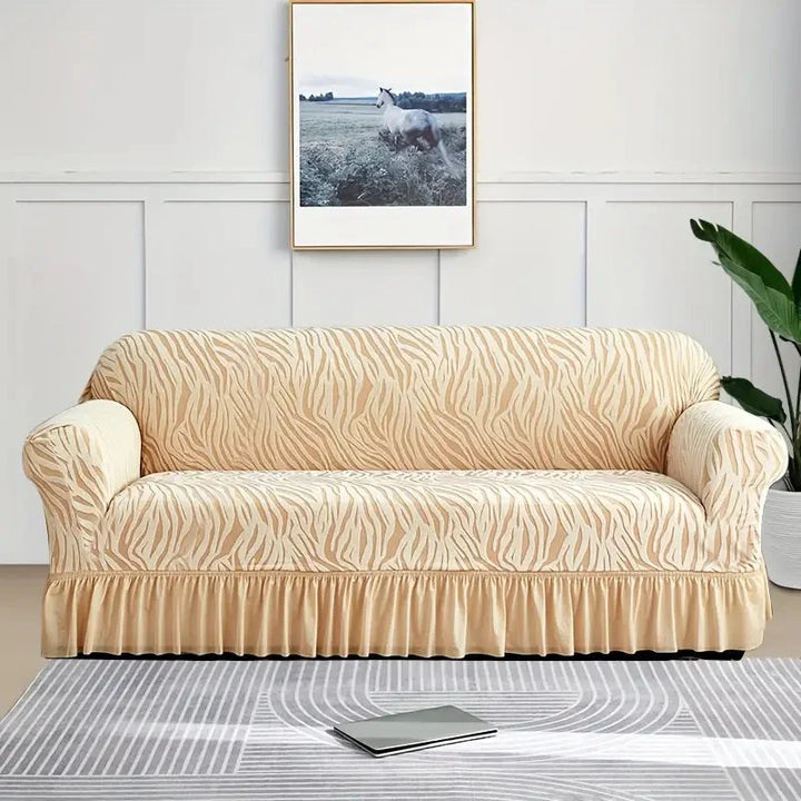 Zebra Velvet Skin Golden Sofa Cover