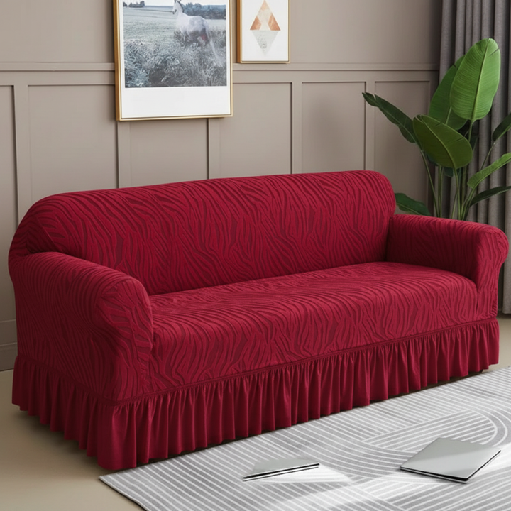 Zebra Velvet Maroon Sofa Cover