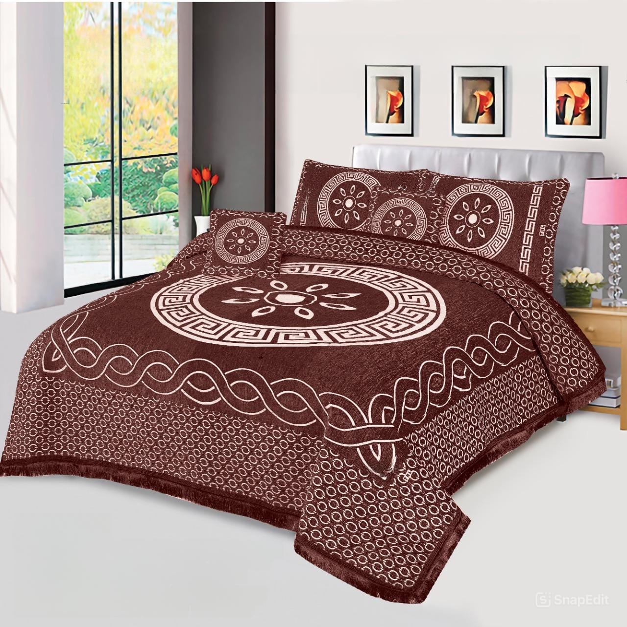 JACQUARD LUXURY CHOCO BEDSHEET SET- 5 PCS