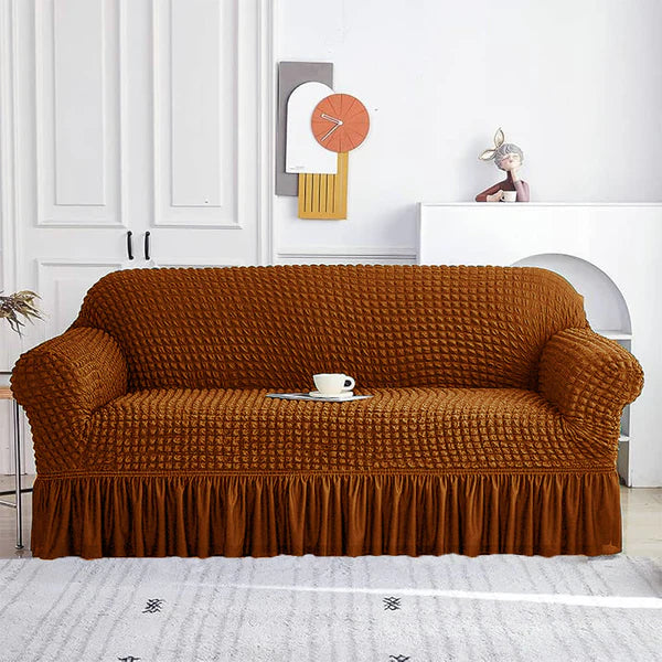 L.BROWN FITTED BUBBLE SOFA COVER