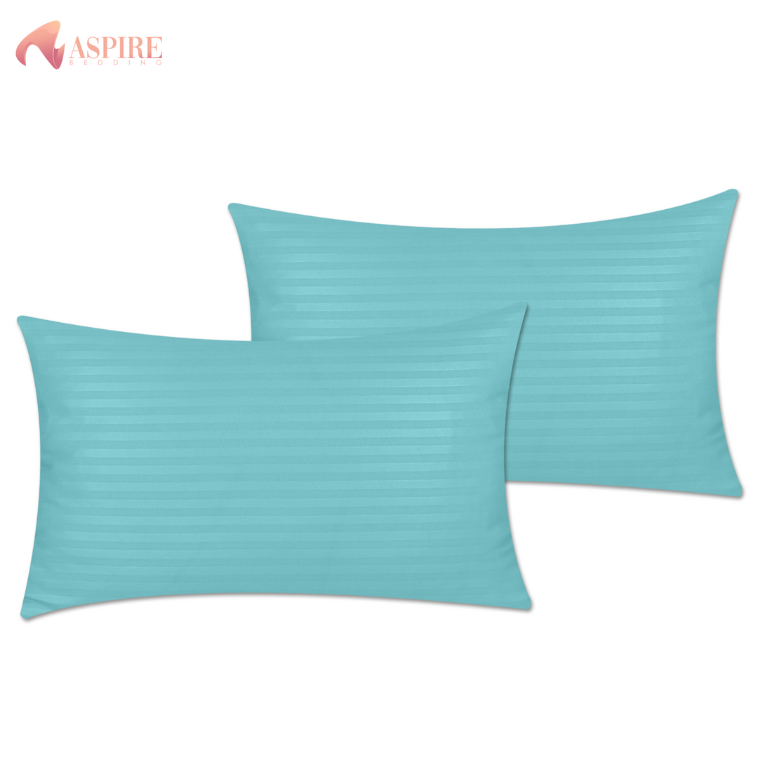 MINT SATIN STRIPE PILLOW COVERS