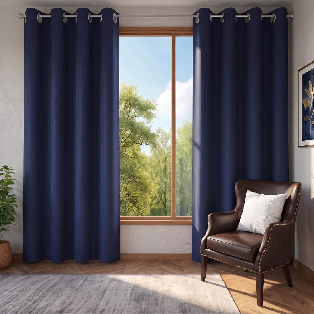 NAVY DYED WINDOW CURTAINS